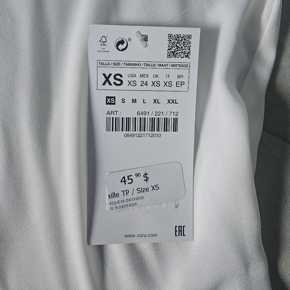 ZARA White Blouse Gold Trim details Button up Western Coastal XS NWT - Picture 5 of 10